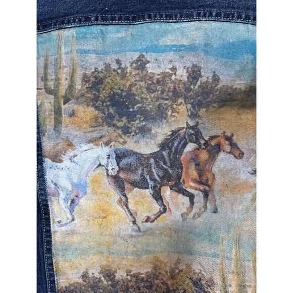 Guess Dillon Jean Jacket, Men's, Wild Horses on Back, Medium, Denim - Picture 5 of 14